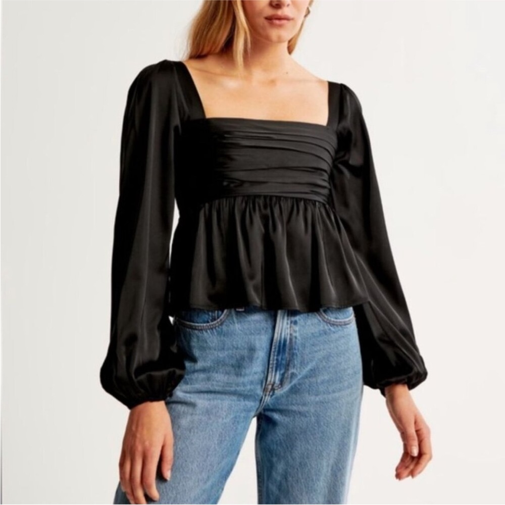 Abercrombie & Fitch Black Emerson Satin Blouse